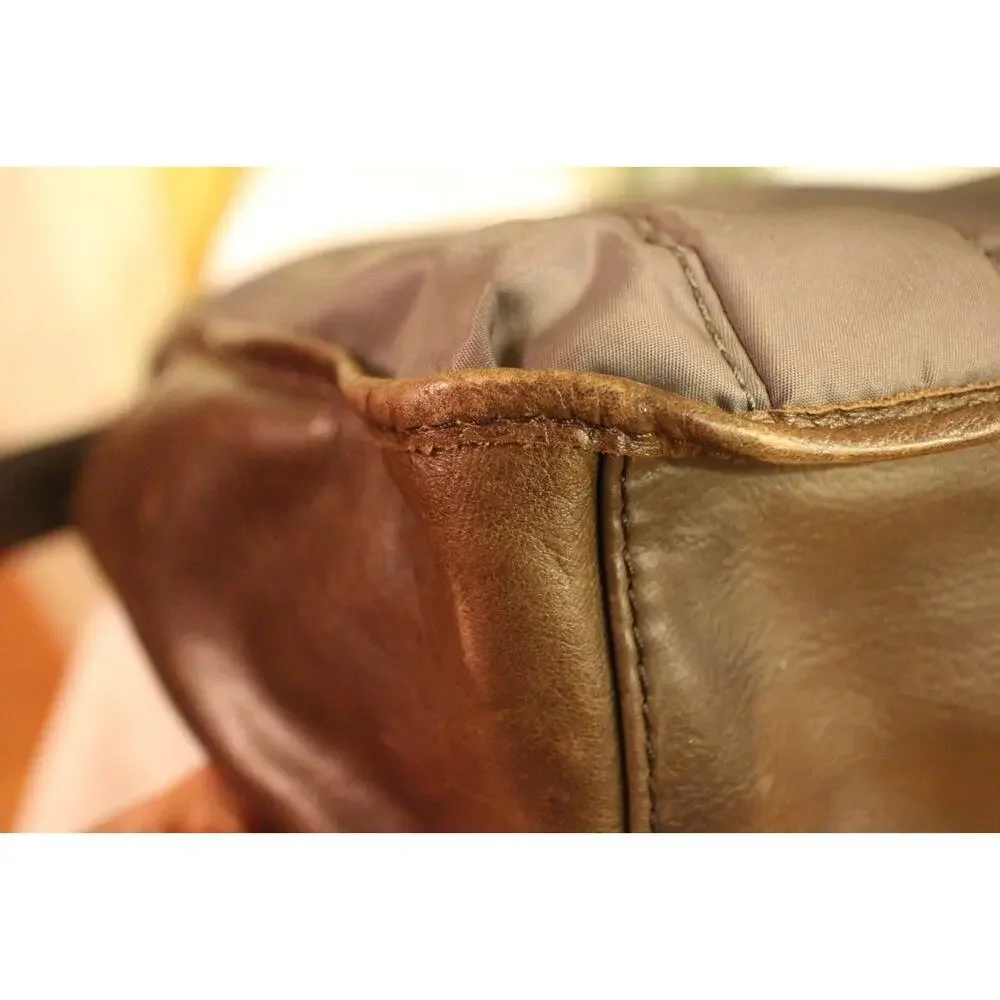 mens FOSSIL nylon leather double buckle soft briefcase (3000